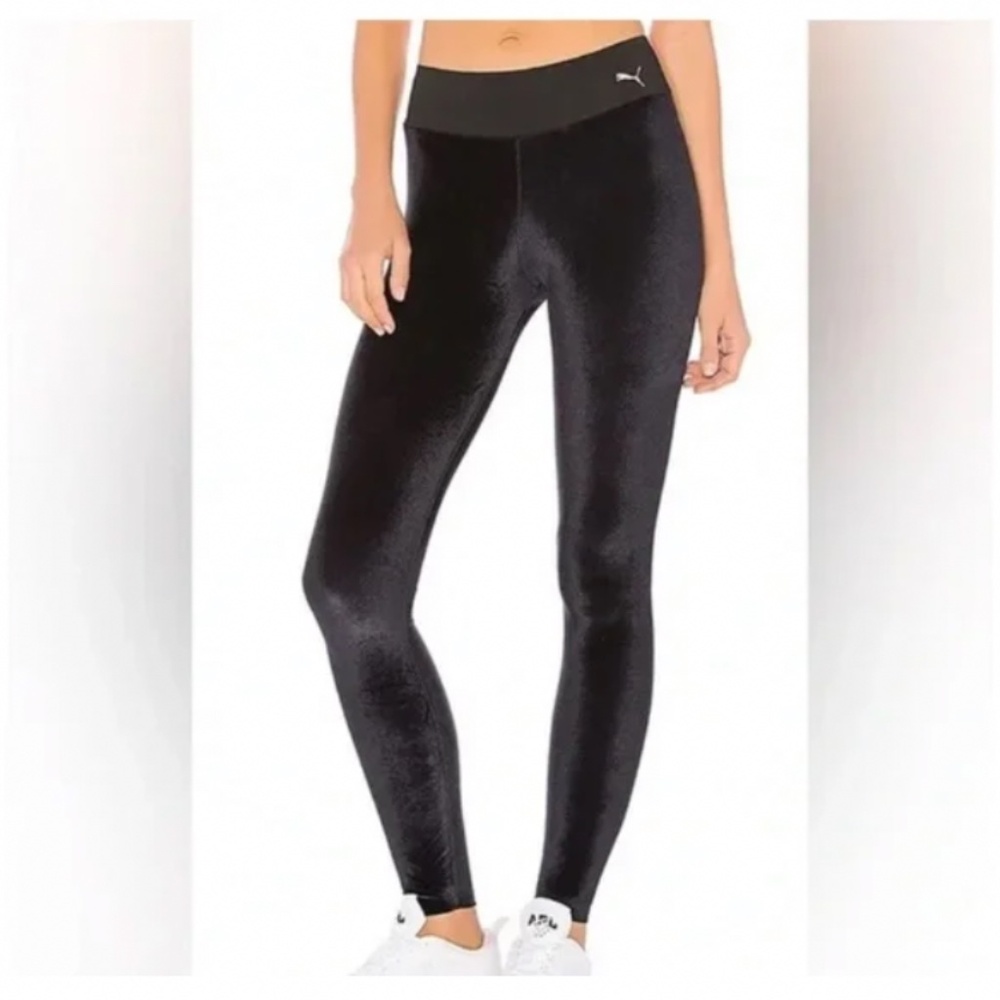 🪞 NWT puma velvet finish wide band legging in black rose gold logo from revolve